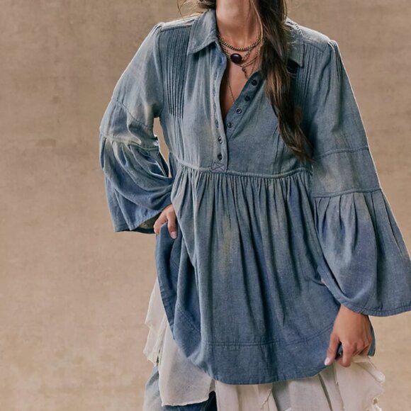 We The Free Dresses & Skirts - We The Free Down East Denim Mini Dress - Color: True Blue